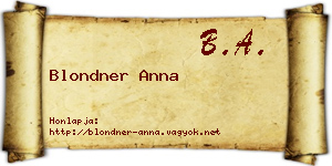Blondner Anna névjegykártya